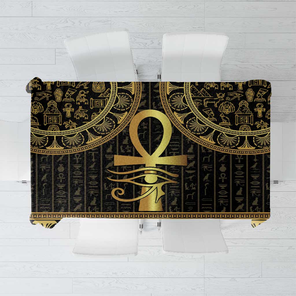 Afro Ancient Egypt Ankh and Eye Of Horus Tablecloth Egyptian Hieroglyphs