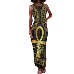 Afro Ancient Egypt Ankh and Eye Of Horus Tank Maxi Dress Egyptian Hieroglyphs