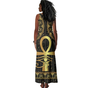 Afro Ancient Egypt Ankh and Eye Of Horus Tank Maxi Dress Egyptian Hieroglyphs