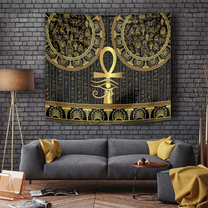 Afro Ancient Egypt Ankh and Eye Of Horus Tapestry Egyptian Hieroglyphs