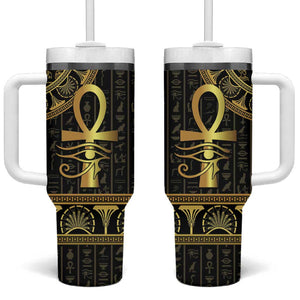 Afro Ancient Egypt Ankh and Eye Of Horus Tumbler With Handle Egyptian Hieroglyphs