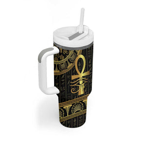 Afro Ancient Egypt Ankh and Eye Of Horus Tumbler With Handle Egyptian Hieroglyphs