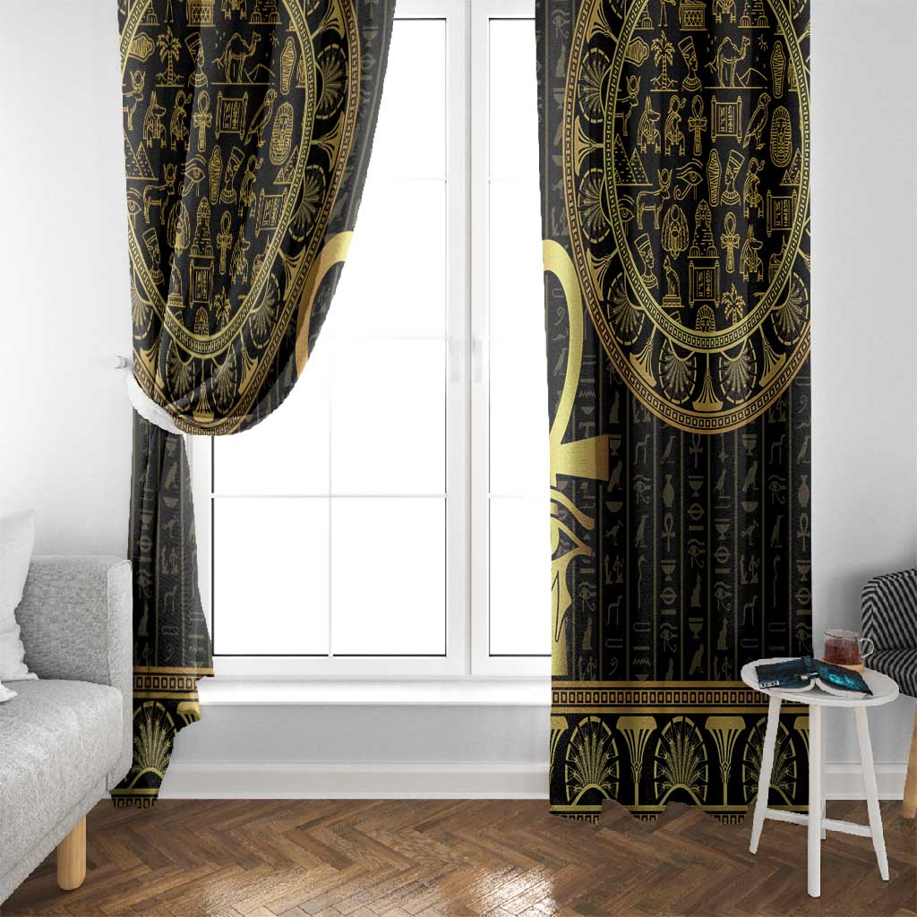 Afro Ancient Egypt Ankh and Eye Of Horus Window Curtain Egyptian Hieroglyphs