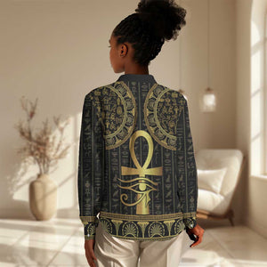 Afro Ancient Egypt Ankh and Eye Of Horus Women Casual Shirt Egyptian Hieroglyphs