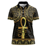 Afro Ancient Egypt Ankh and Eye Of Horus Women Polo Shirt Egyptian Hieroglyphs