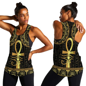 Afro Ancient Egypt Ankh and Eye Of Horus Women Racerback Tank Egyptian Hieroglyphs