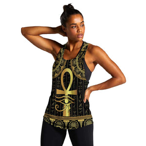 Afro Ancient Egypt Ankh and Eye Of Horus Women Racerback Tank Egyptian Hieroglyphs