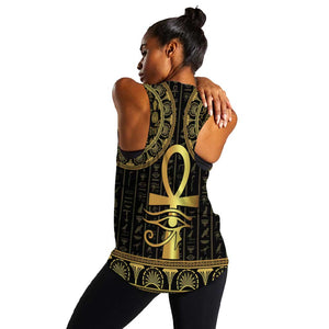 Afro Ancient Egypt Ankh and Eye Of Horus Women Racerback Tank Egyptian Hieroglyphs