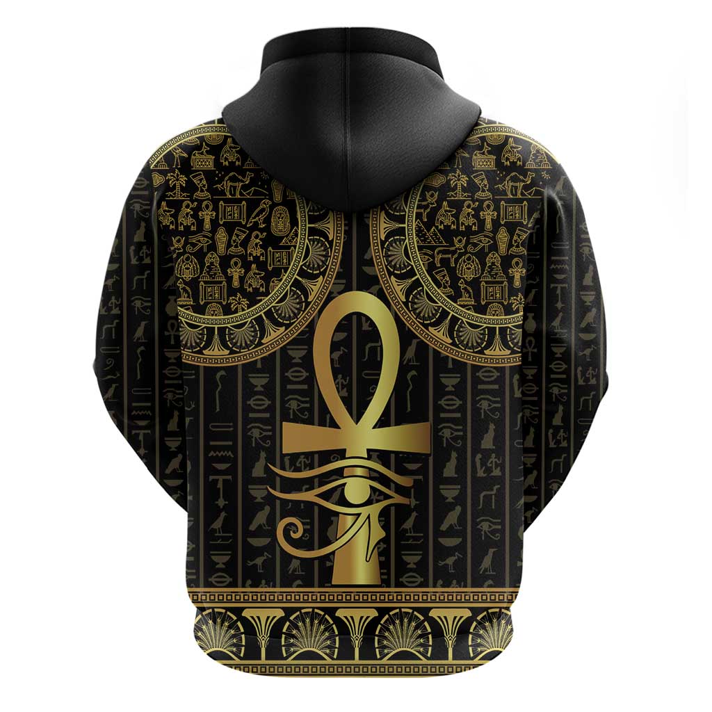 Afro Ancient Egypt Ankh and Eye Of Horus Zip Hoodie Egyptian Hieroglyphs