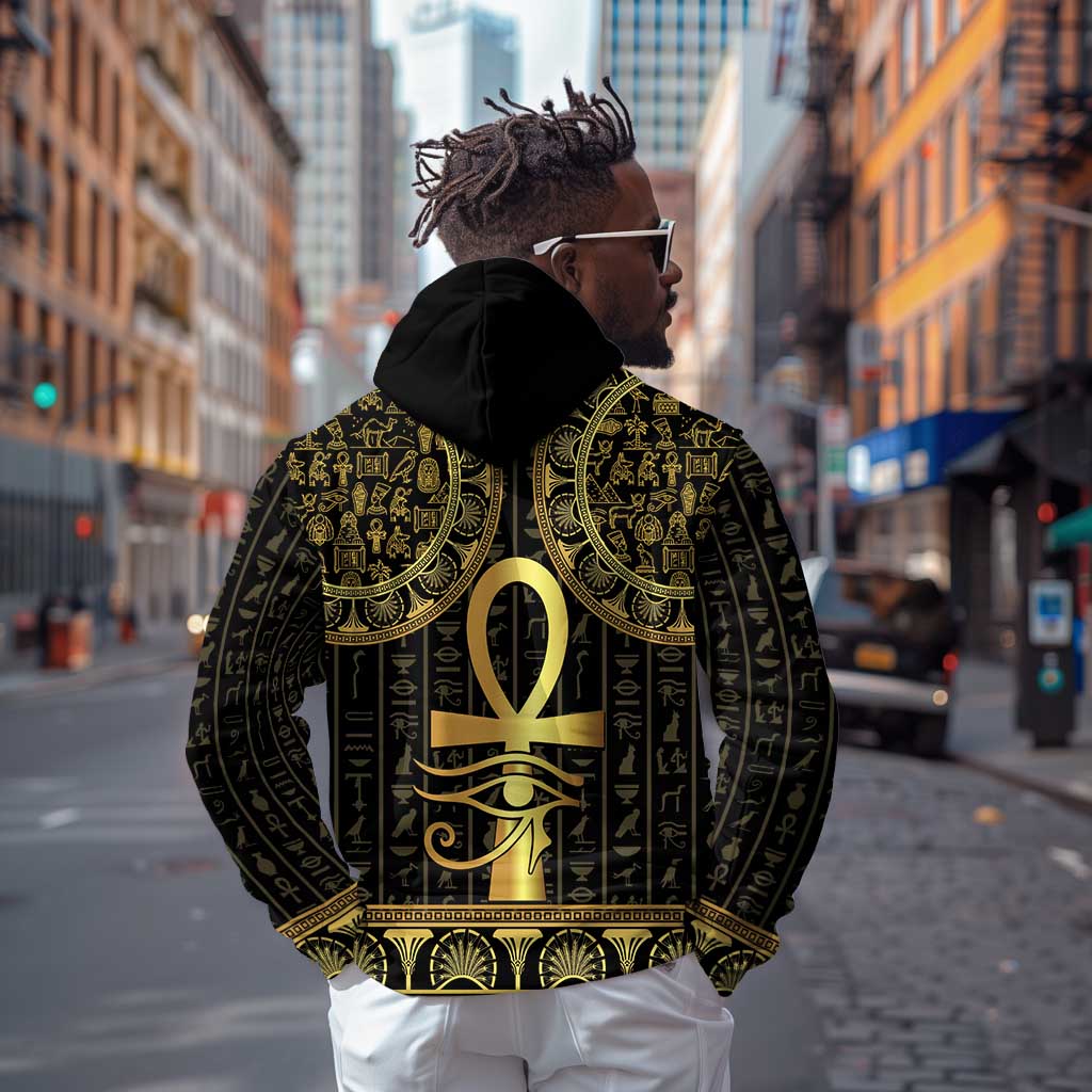 Afro Ancient Egypt Ankh and Eye Of Horus Zip Hoodie Egyptian Hieroglyphs
