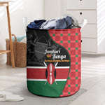 Afro Jamhuri ya Kenya Laundry Basket One People One Nation Massai Shuka Pattern - African Pride
