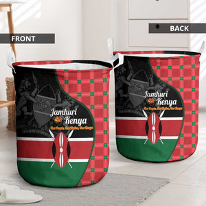 Afro Jamhuri ya Kenya Laundry Basket One People One Nation Massai Shuka Pattern - African Pride