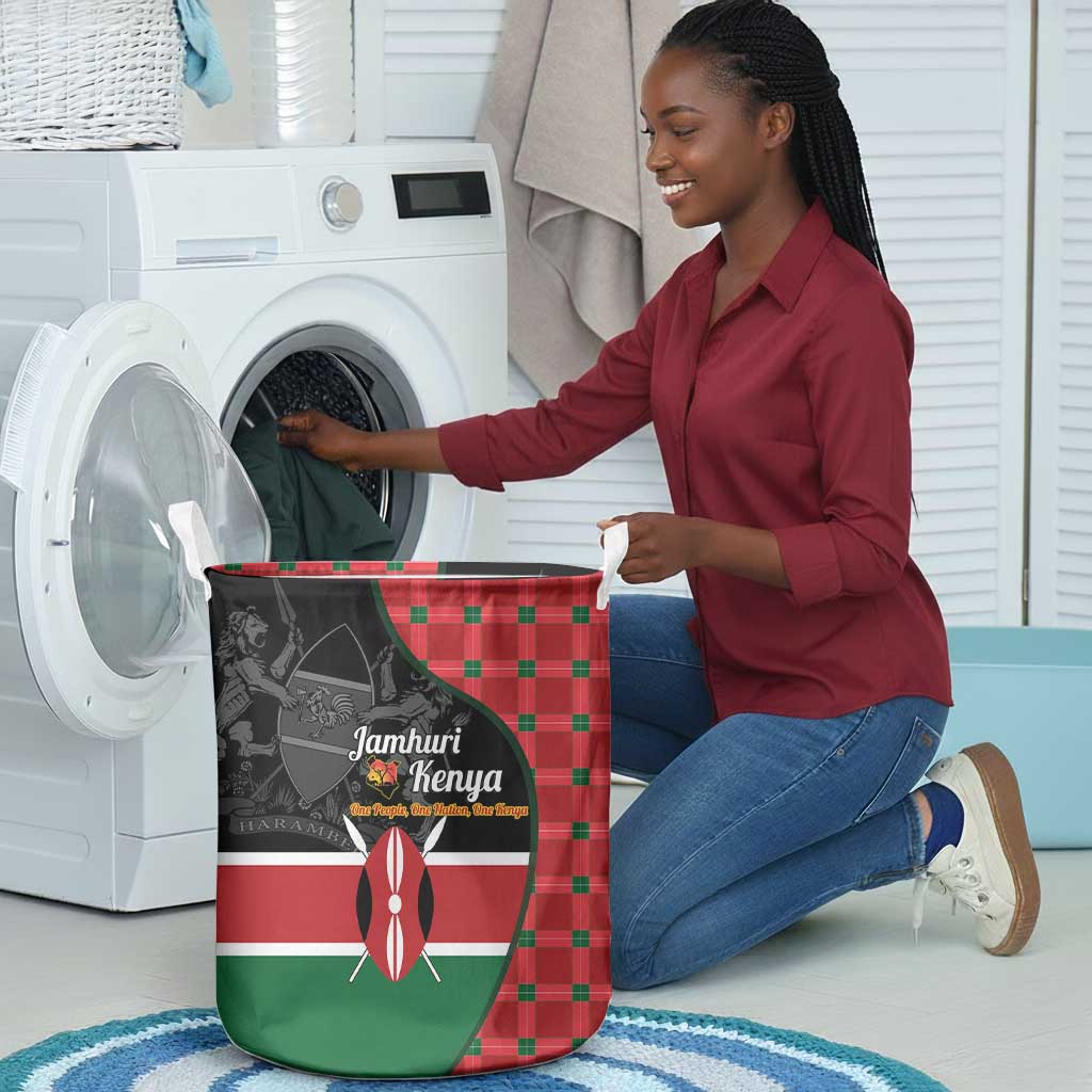 Afro Jamhuri ya Kenya Laundry Basket One People One Nation Massai Shuka Pattern - African Pride
