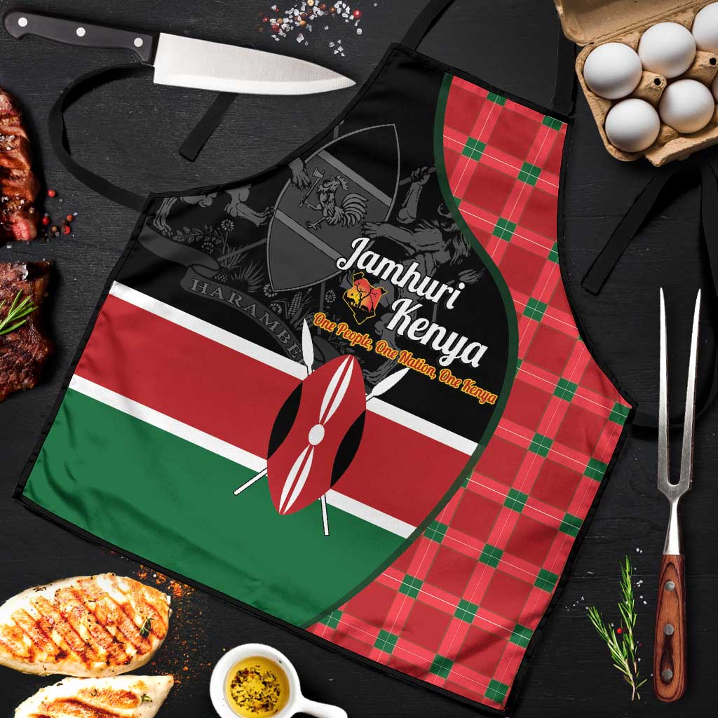 Kenya Jamhuri Day Apron One People One Nation Massai Shuka Pattern