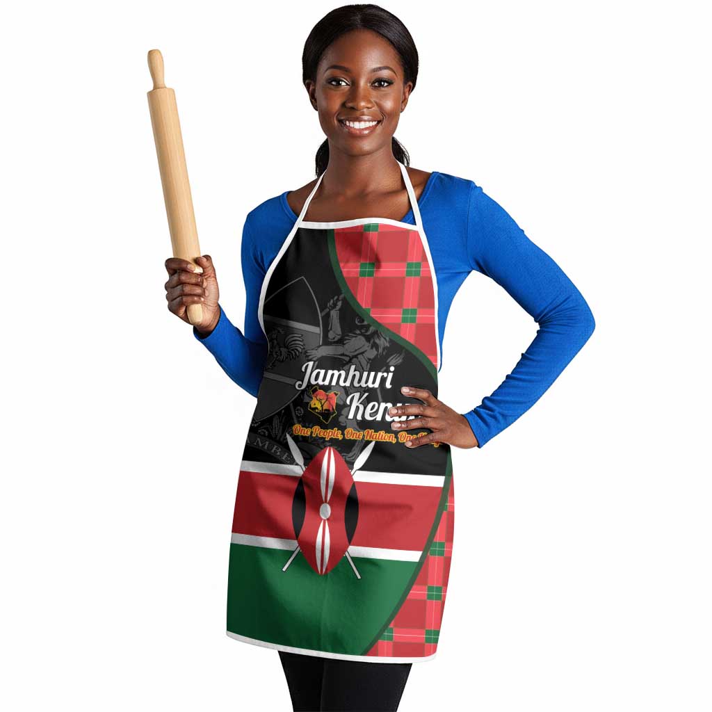 Kenya Jamhuri Day Apron One People One Nation Massai Shuka Pattern
