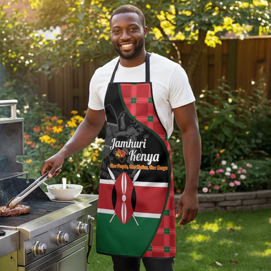 Kenya Jamhuri Day Apron One People One Nation Massai Shuka Pattern