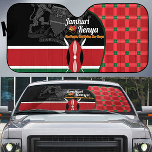 Kenya Jamhuri Day Auto Sun Shade One People One Nation Massai Shuka Pattern
