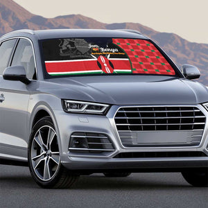 Kenya Jamhuri Day Auto Sun Shade One People One Nation Massai Shuka Pattern