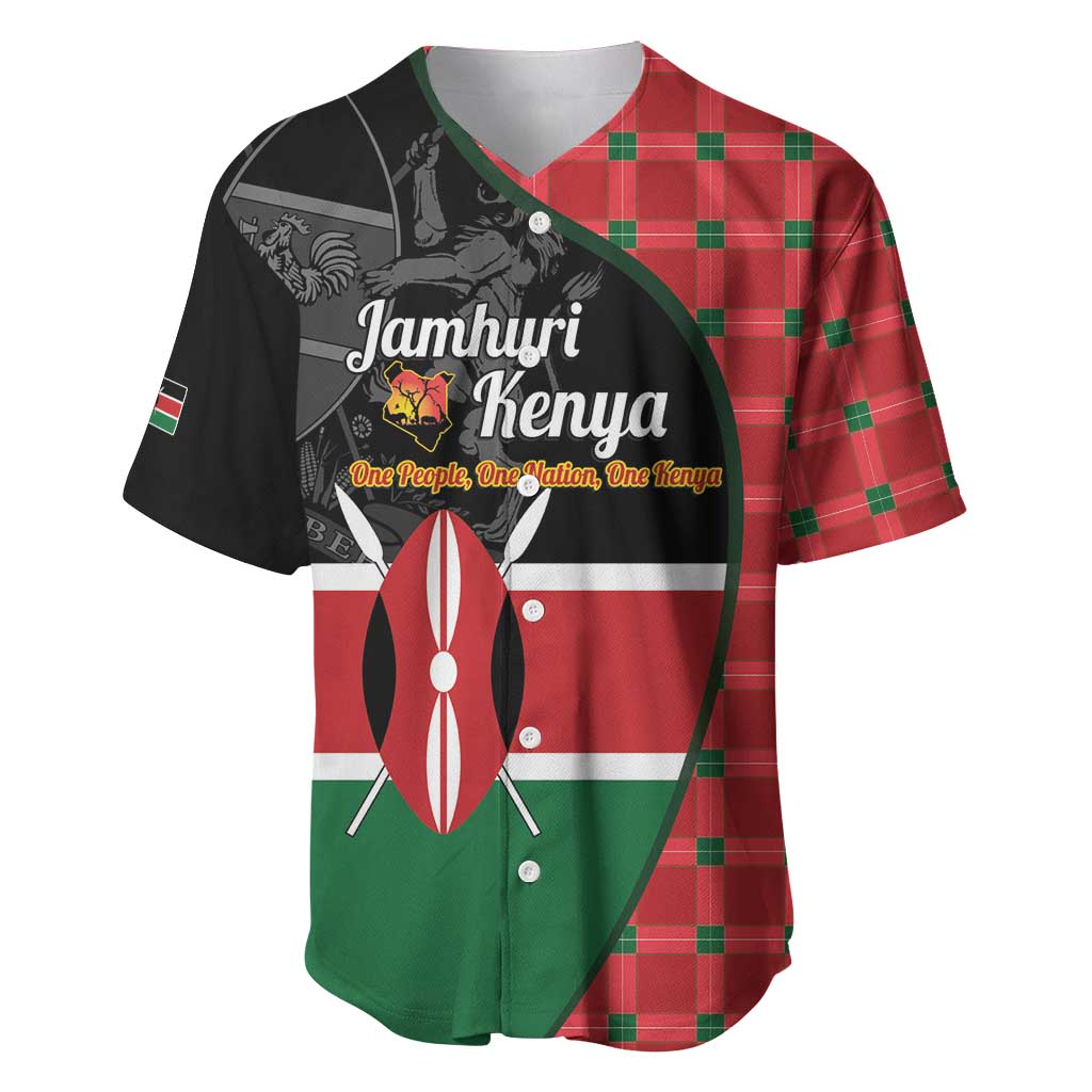 Afro Jamhuri ya Kenya Baseball Jersey One People One Nation Massai Shuka Pattern LT14