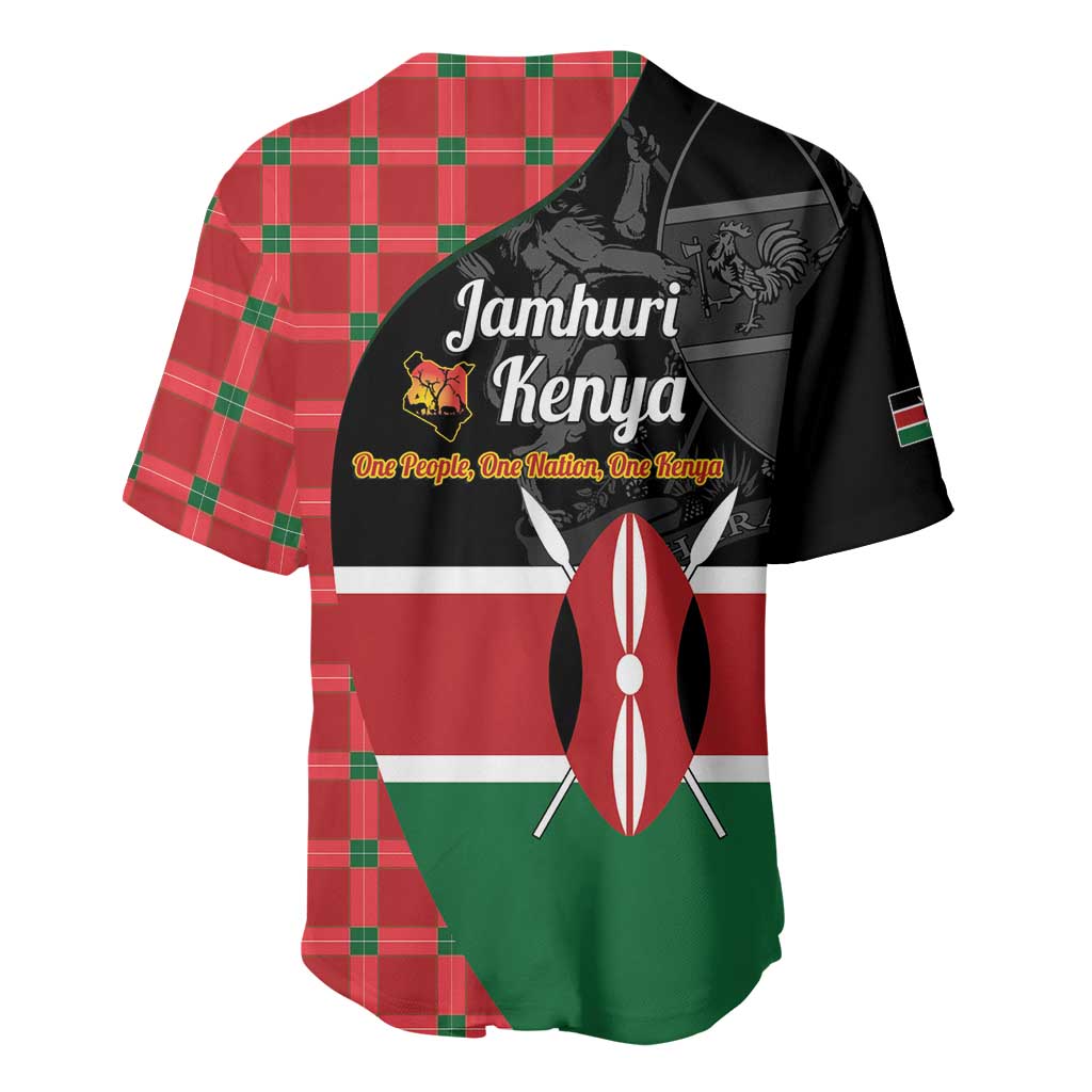 Afro Jamhuri ya Kenya Baseball Jersey One People One Nation Massai Shuka Pattern LT14