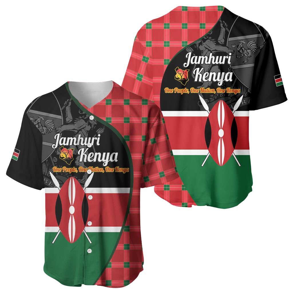 Afro Jamhuri ya Kenya Baseball Jersey One People One Nation Massai Shuka Pattern LT14