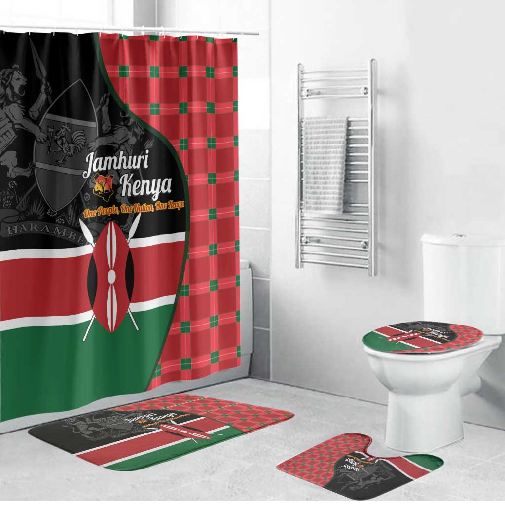Kenya Jamhuri Day Bathroom Set One People One Nation Massai Shuka Pattern