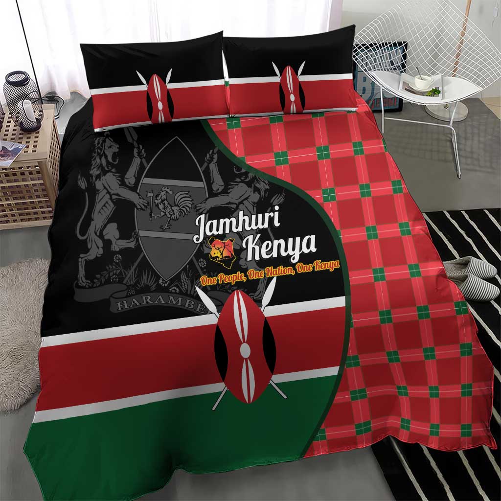 Afro Jamhuri ya Kenya Bedding Set One People One Nation Massai Shuka Pattern - African Pride