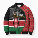 Kenya Jamhuri Day Bomber Puffer Jacket One People One Nation Massai Shuka Pattern