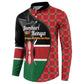 Kenya Jamhuri Day Button Sweatshirt One People One Nation Massai Shuka Pattern