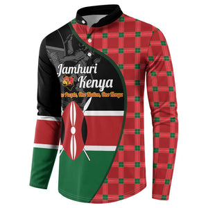 Kenya Jamhuri Day Button Sweatshirt One People One Nation Massai Shuka Pattern