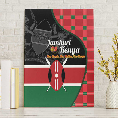 Afro Jamhuri ya Kenya Canvas Wall Art One People One Nation Massai Shuka Pattern - African Pride