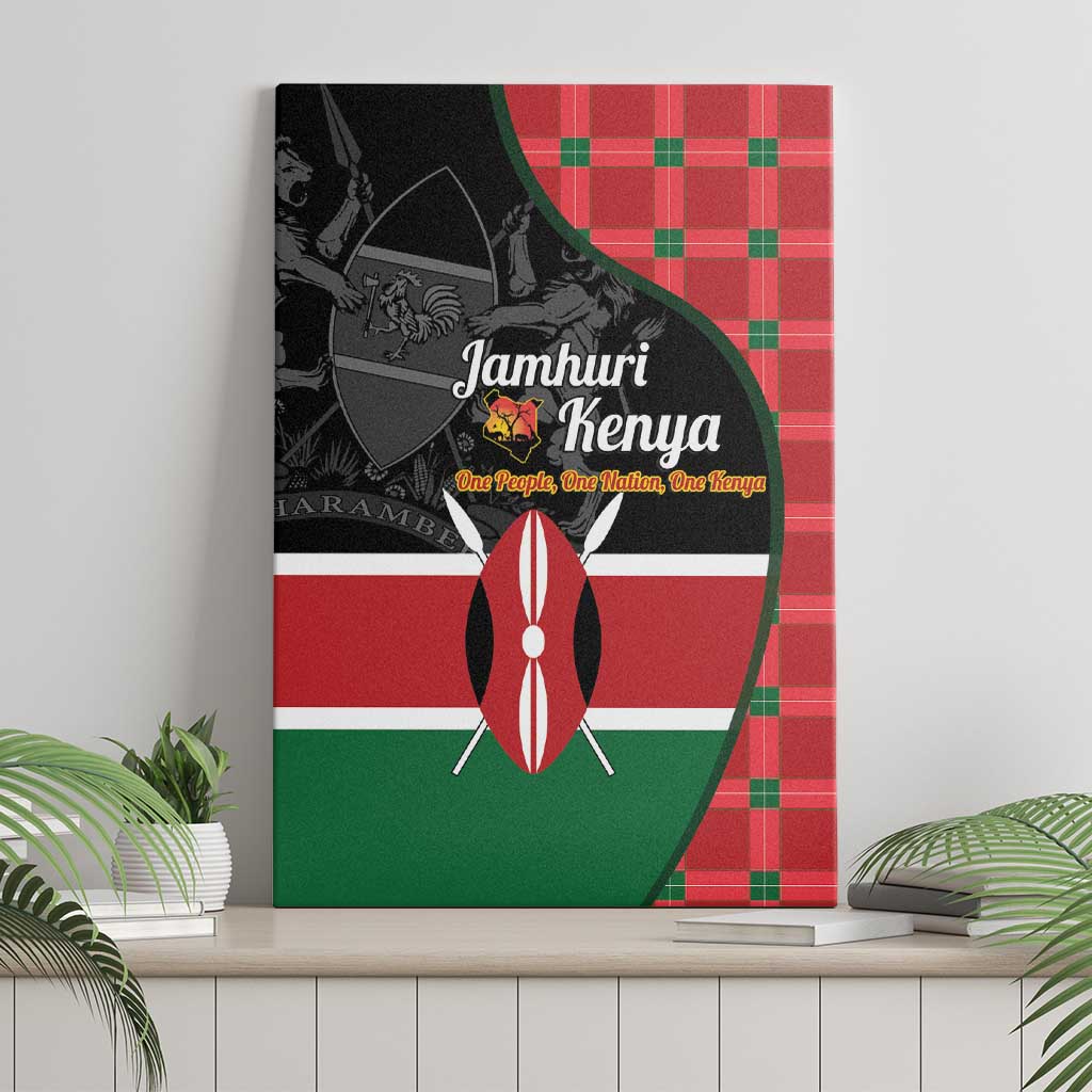 Afro Jamhuri ya Kenya Canvas Wall Art One People One Nation Massai Shuka Pattern - African Pride