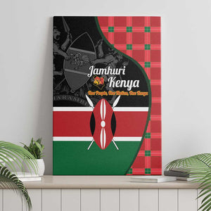 Afro Jamhuri ya Kenya Canvas Wall Art One People One Nation Massai Shuka Pattern - African Pride
