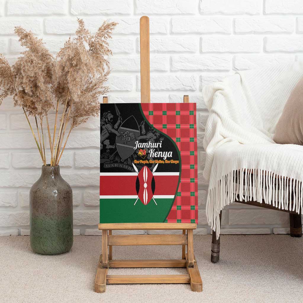 Afro Jamhuri ya Kenya Canvas Wall Art One People One Nation Massai Shuka Pattern - African Pride