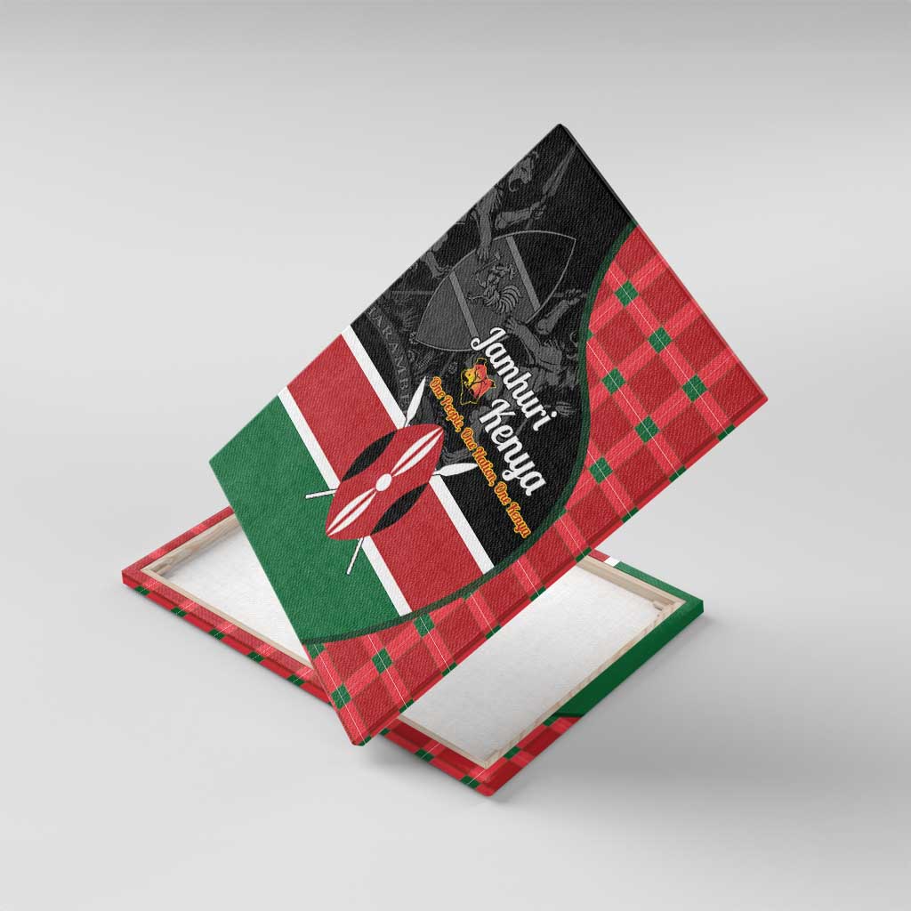 Afro Jamhuri ya Kenya Canvas Wall Art One People One Nation Massai Shuka Pattern - African Pride