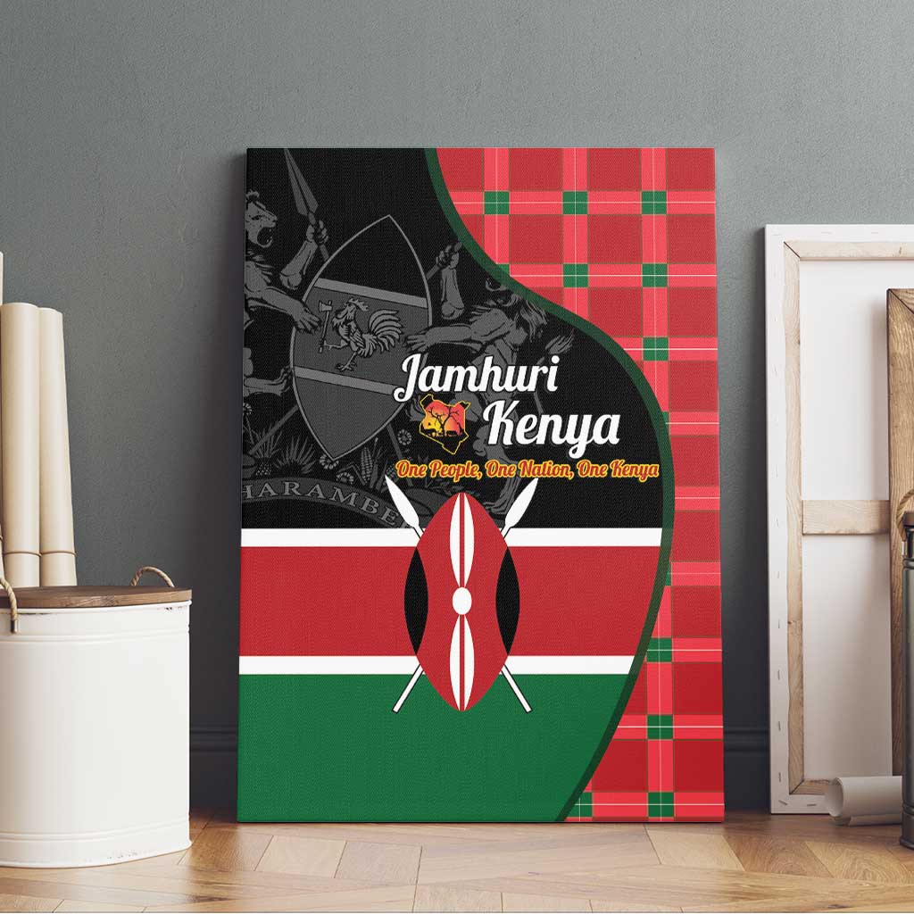 Afro Jamhuri ya Kenya Canvas Wall Art One People One Nation Massai Shuka Pattern - African Pride