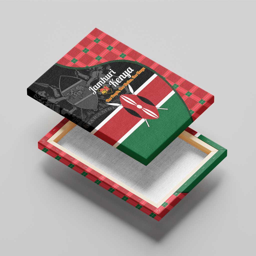 Afro Jamhuri ya Kenya Canvas Wall Art One People One Nation Massai Shuka Pattern - African Pride