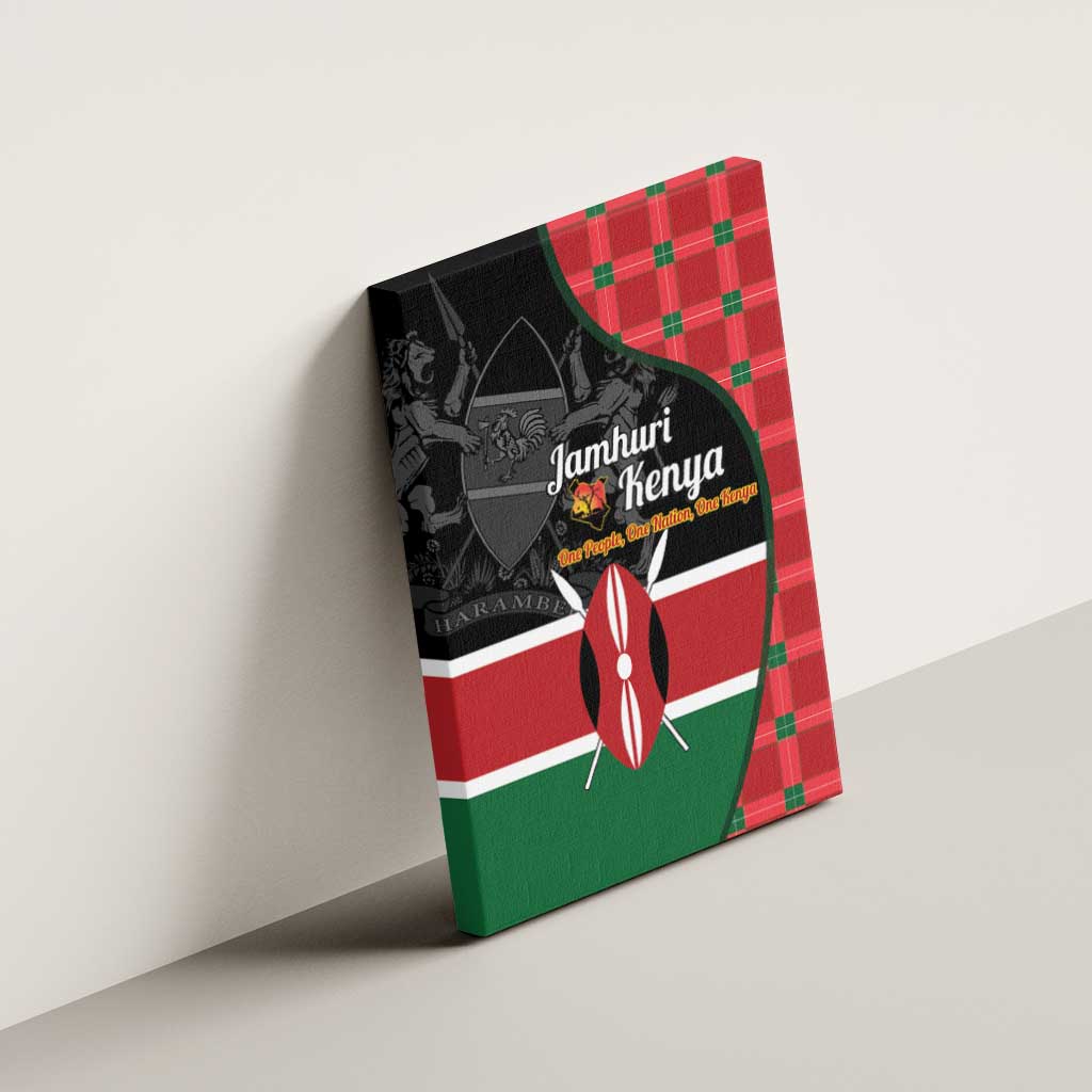 Afro Jamhuri ya Kenya Canvas Wall Art One People One Nation Massai Shuka Pattern - African Pride