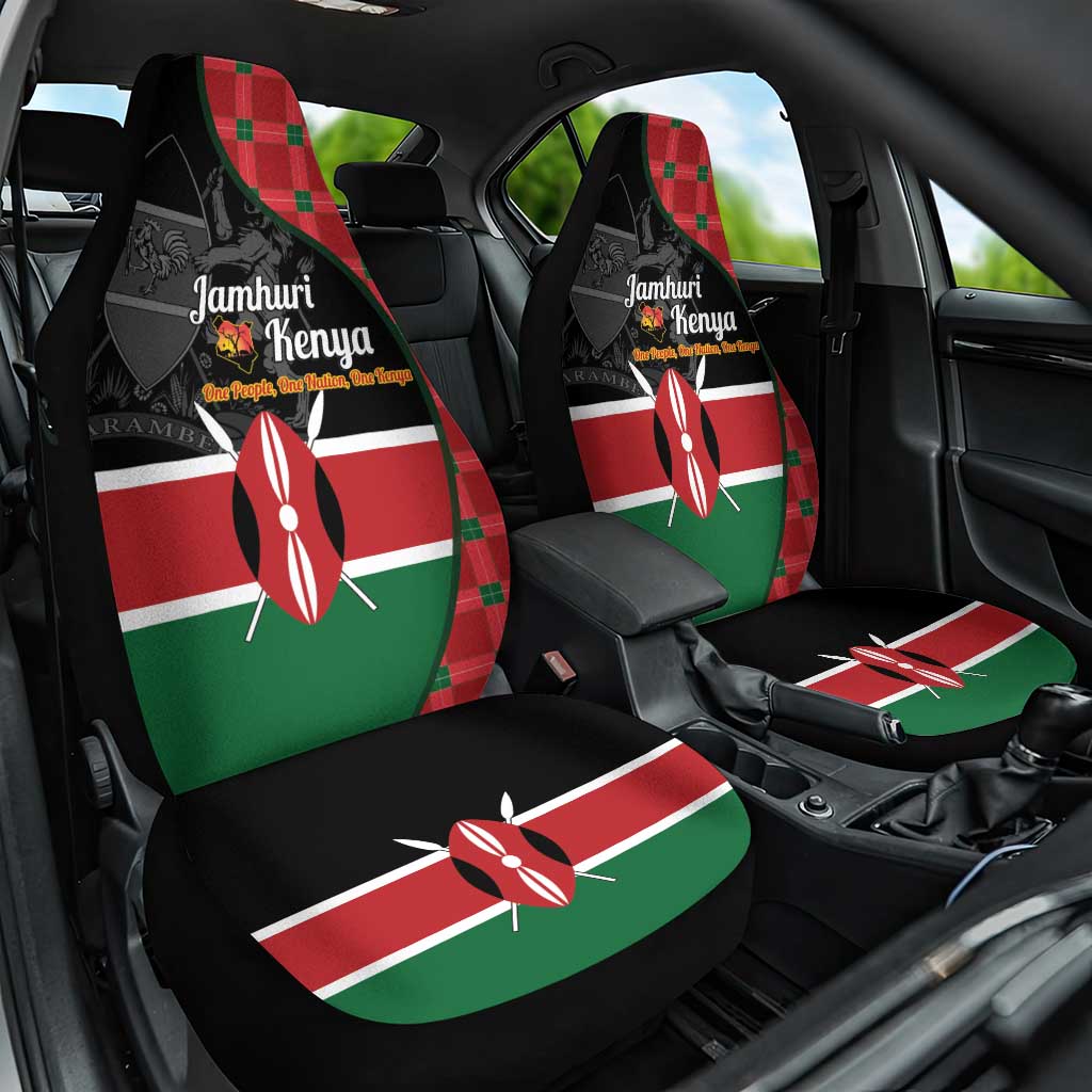 Afro Jamhuri ya Kenya Car Seat Cover One People One Nation Massai Shuka Pattern - African Pride