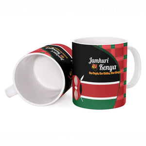 Kenya Jamhuri Day Ceramic Mug One People One Nation Massai Shuka Pattern