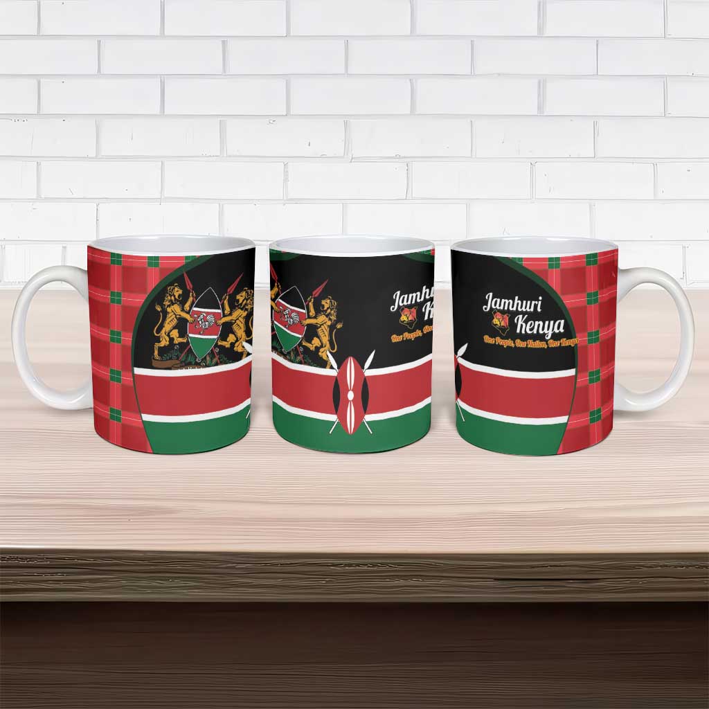 Kenya Jamhuri Day Ceramic Mug One People One Nation Massai Shuka Pattern