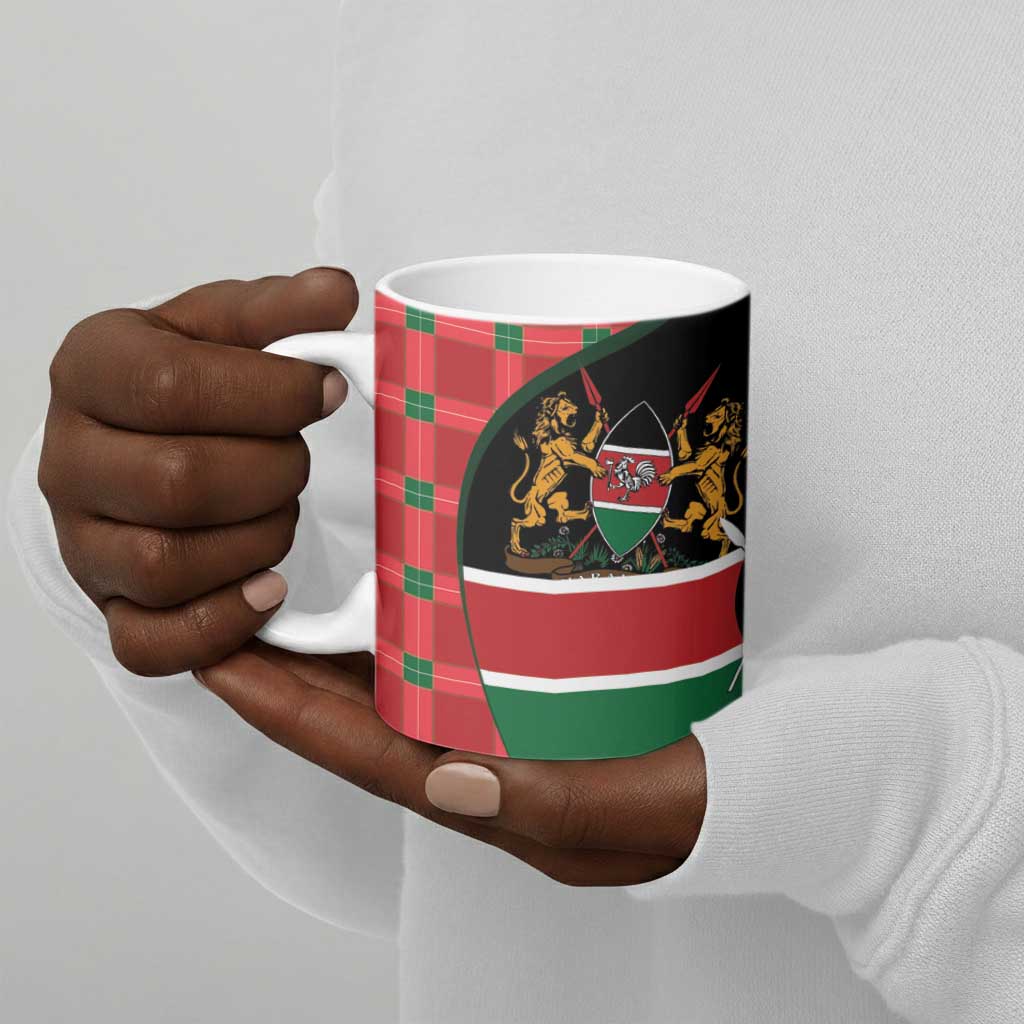 Kenya Jamhuri Day Ceramic Mug One People One Nation Massai Shuka Pattern