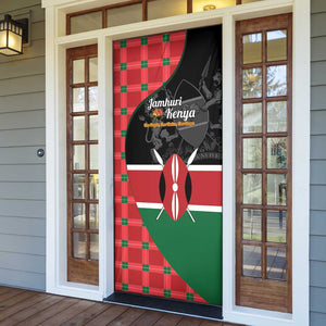 Kenya Jamhuri Day Door Cover One People One Nation Massai Shuka Pattern
