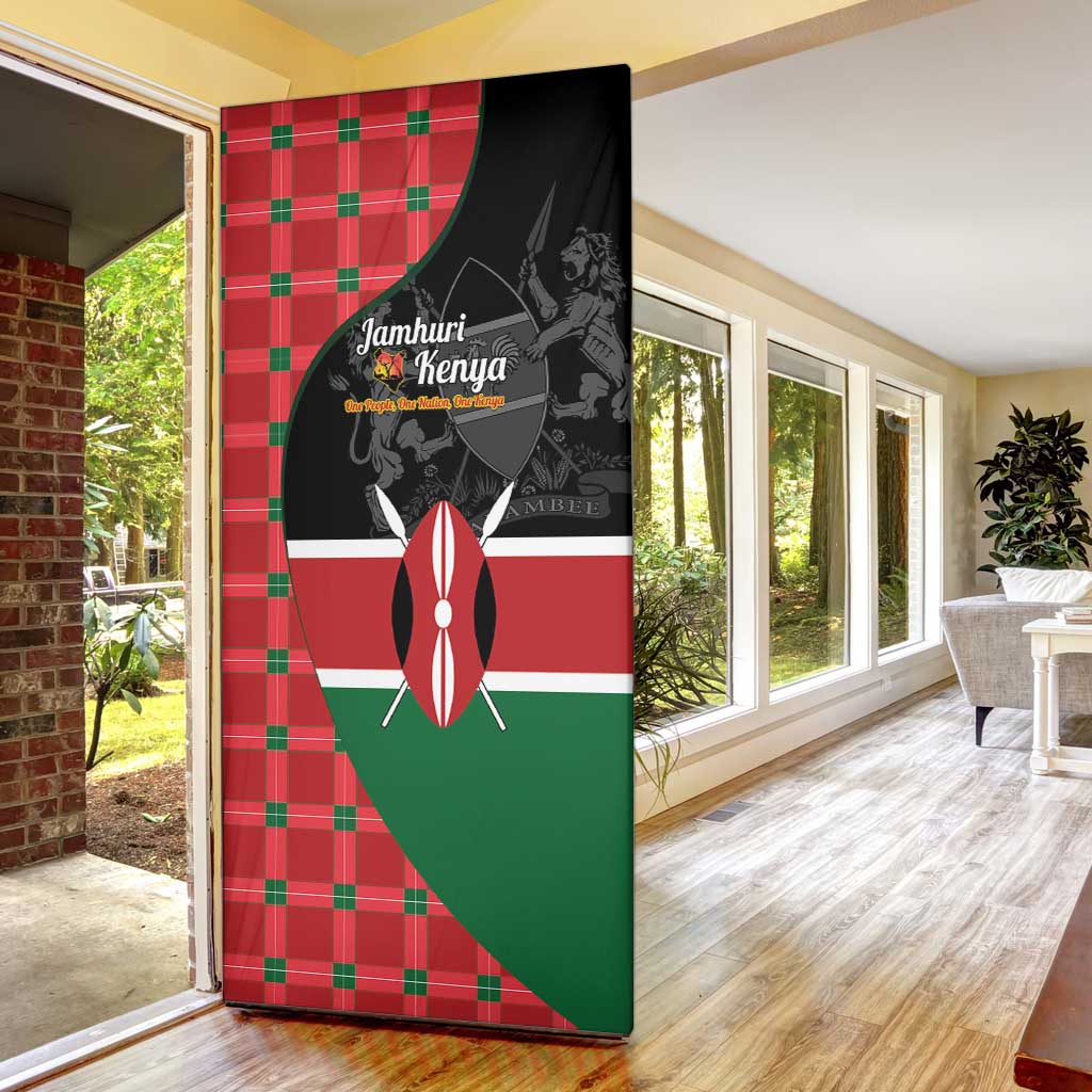 Kenya Jamhuri Day Door Cover One People One Nation Massai Shuka Pattern