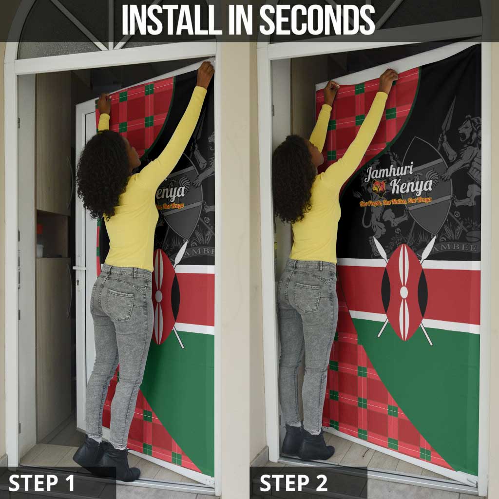 Kenya Jamhuri Day Door Cover One People One Nation Massai Shuka Pattern