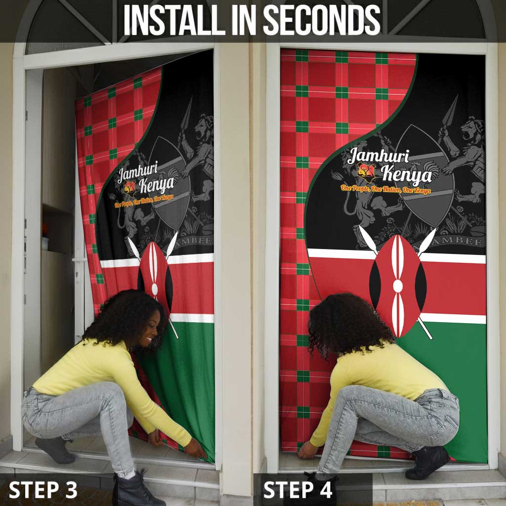 Kenya Jamhuri Day Door Cover One People One Nation Massai Shuka Pattern