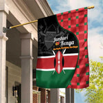 Afro Jamhuri ya Kenya Garden Flag One People One Nation Massai Shuka Pattern - African Pride