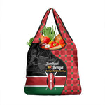 Afro Jamhuri ya Kenya Grocery Bag One People One Nation Massai Shuka Pattern - African Pride