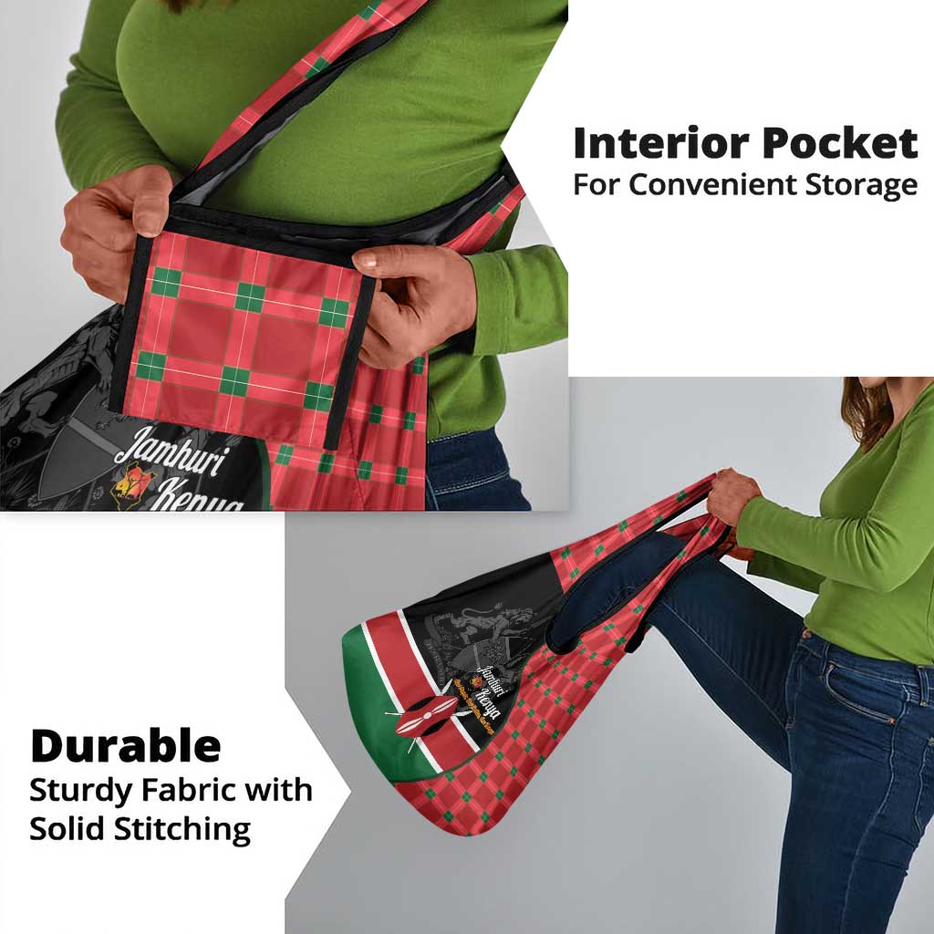 Afro Jamhuri ya Kenya Grocery Bag One People One Nation Massai Shuka Pattern - African Pride