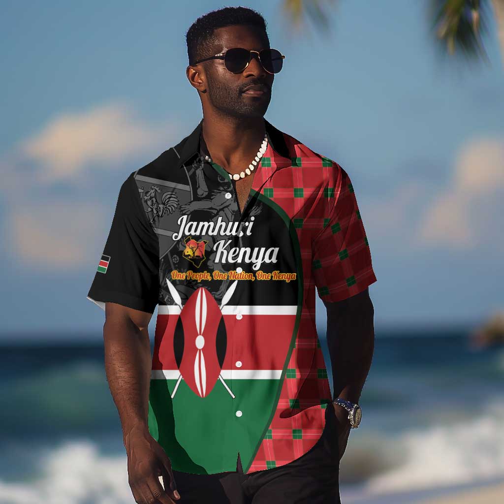 Afro Jamhuri ya Kenya Hawaiian Shirt One People One Nation Massai Shuka Pattern LT14